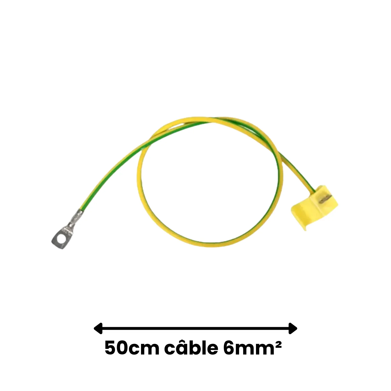 Câble souple 6mm² de 500mm avec cosse et connecteur rapide