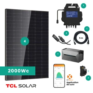 SUNETHIC Kit solaire 2000Wc E2000 TCL SOLAR avec batterie PRO 2,7 kWh