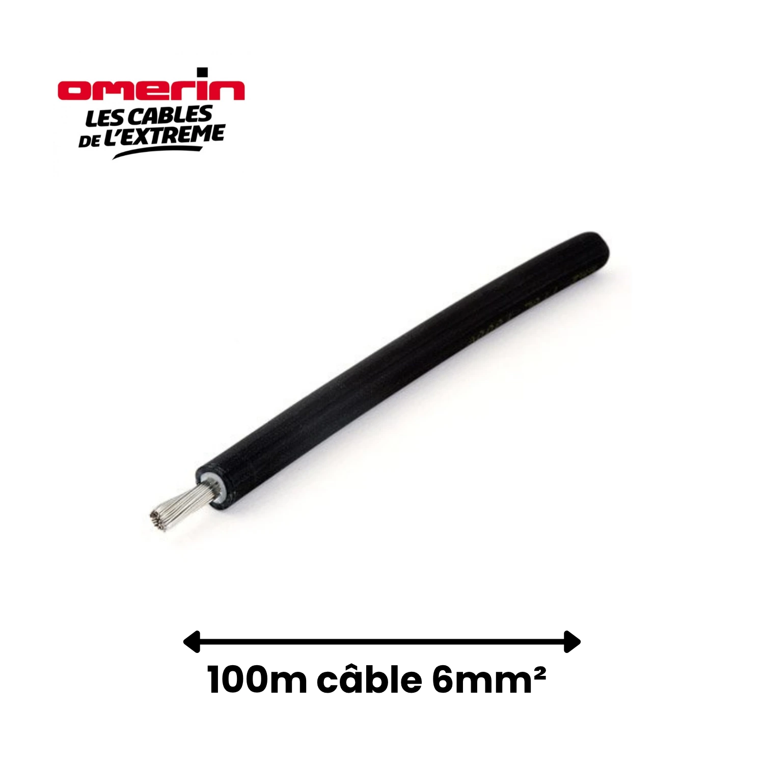 OMERIN - Câble solaire noir 6mm² - Couronne de 100m