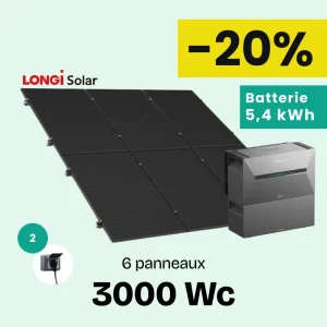 SUNETHIC Kit solaire E3000 Longi Plug and Play - Batterie 5,4 kWh