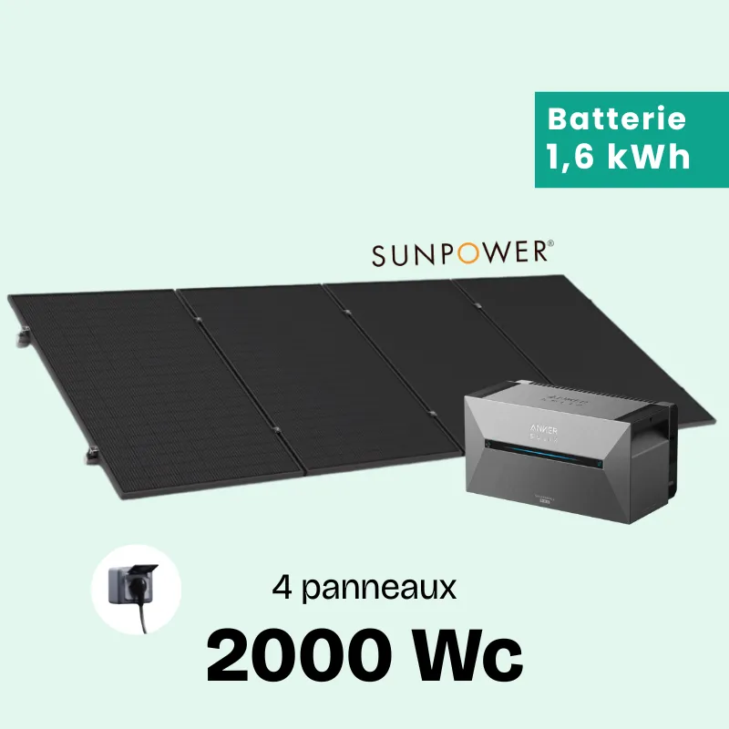 Kit solaire plug and play 2000Wc Sunethic E2000 avec batterie Anker 1600Wh