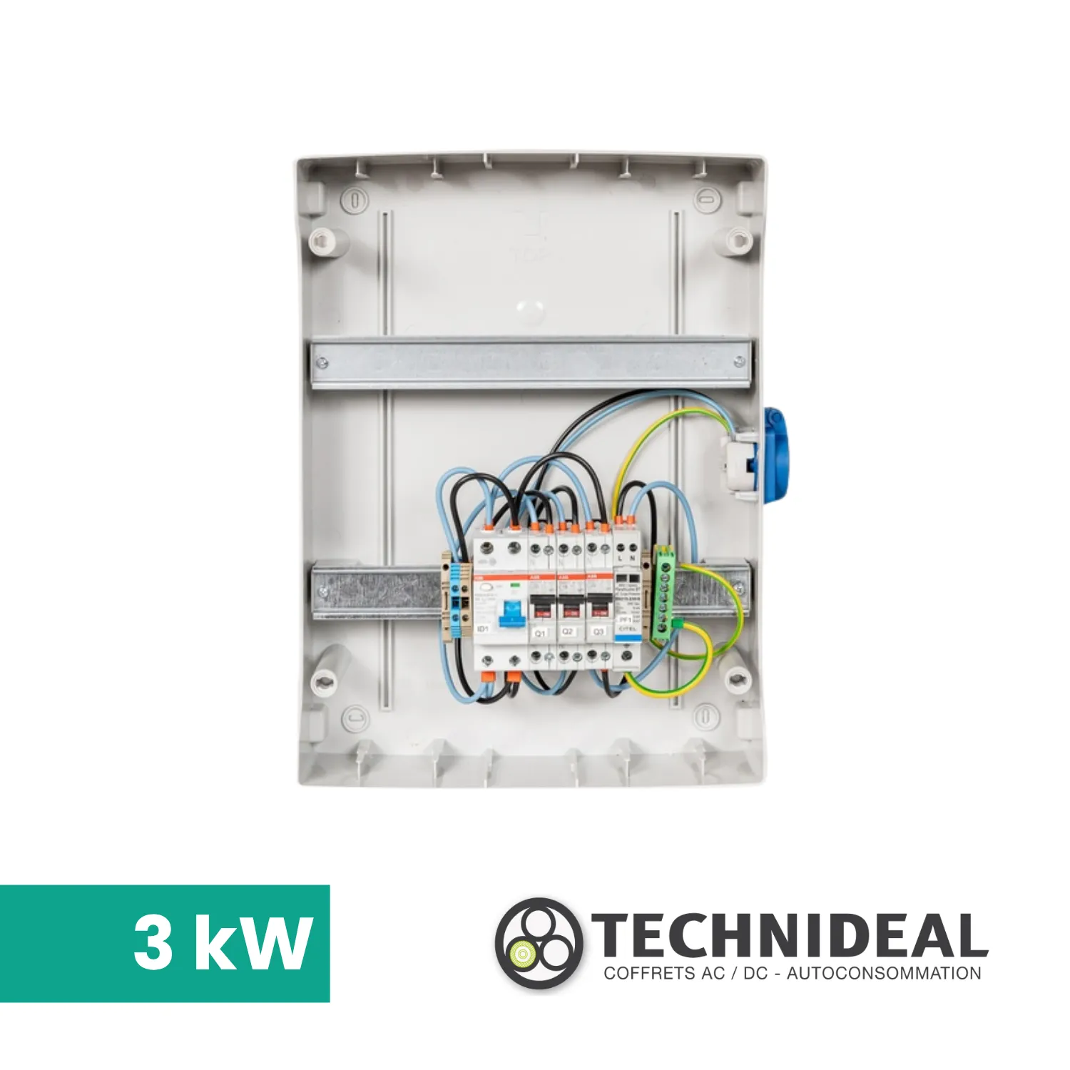TECHNIDEAL – Coffret APS AC 3K monophasé + PC – 1 ligne 25A (haute immunité) + PLACE PASSERELLE