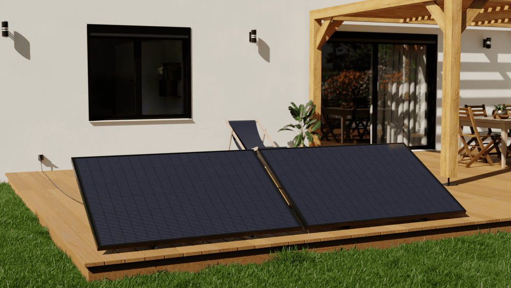 panneaux solaires de jardin sur terrasse