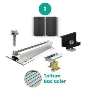 kit de fixation 2 panneau solaire toiture bac acier