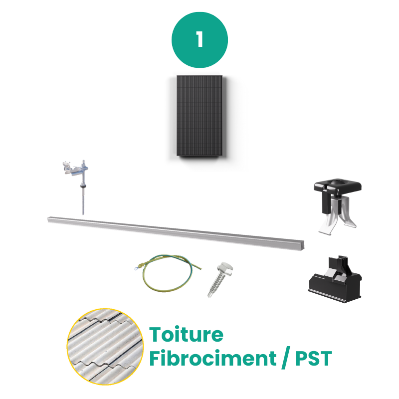 kit de fixation solaire toit tuiles canal/ fibrociment / PST