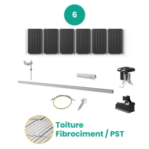 kit de fixation 6 panneaux solaires toit tôle fibrociment et PST ESDEC