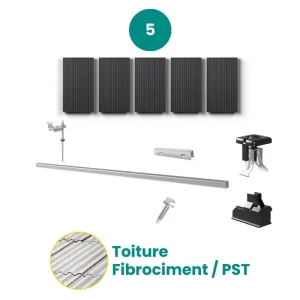 Kit de fixation fibrociment / PST - ESDEC - 1 X 5 panneaux en portrait ou paysage