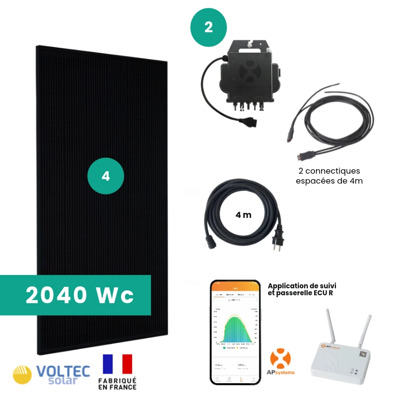 composition kit solaire plug and play toiture 2000WC