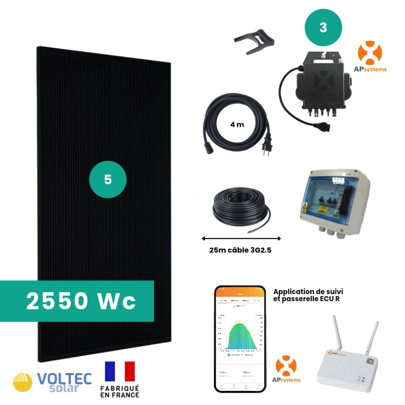 composition kit solaire T2550 5 panneaux solaires