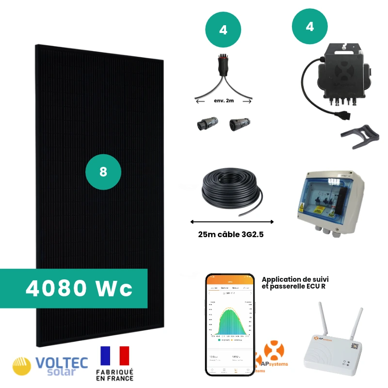 composition kit panneaux solaires 4000Wc