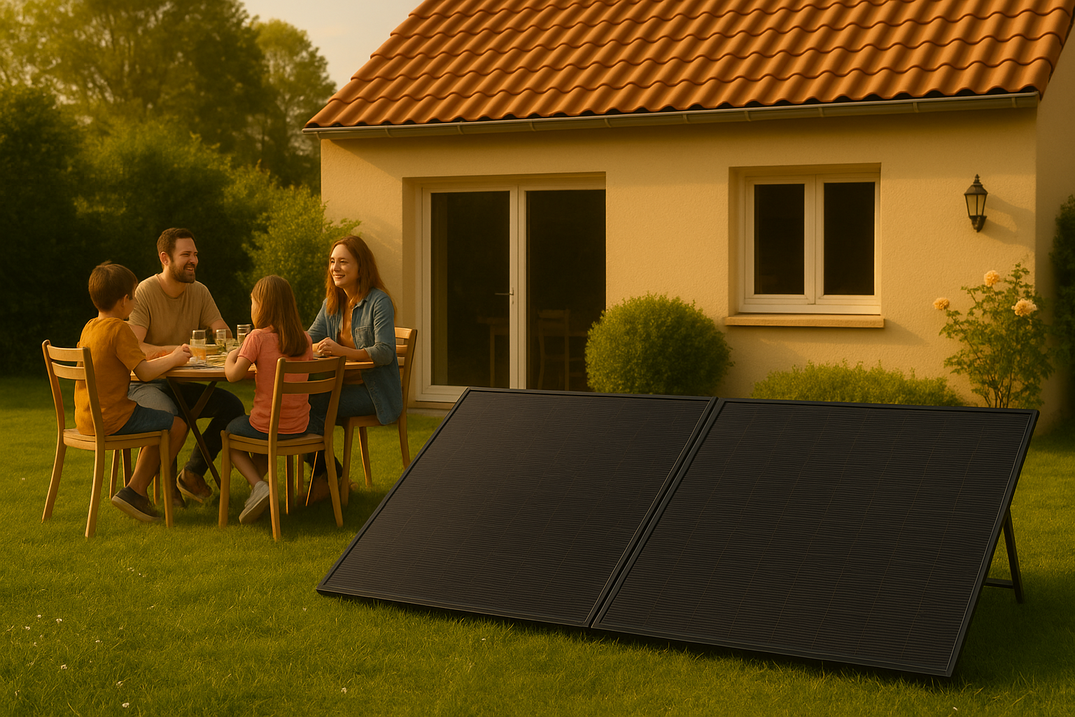Panneaux solaires plug and play au sol maison