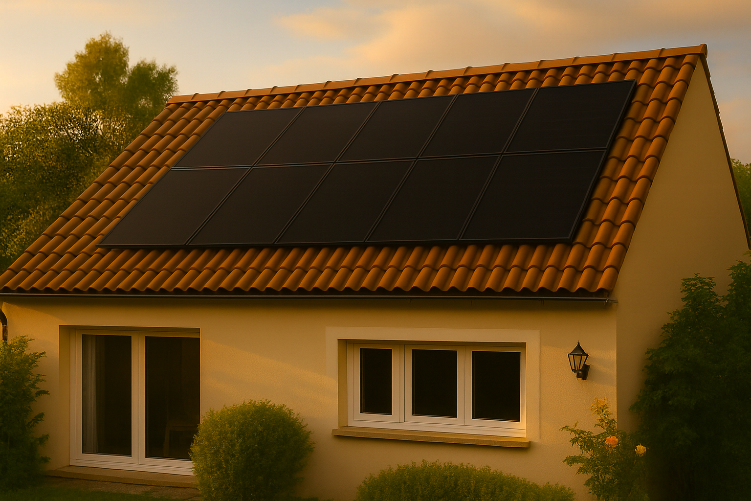 Panneaux solaire sur toit de maison