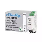 Shelly Pro 3EM - Compteur électrique triphasé connecté 120 A, LAN, Wi-Fi, Montage sur Rail DIN, Compatible avec MODBUS, Stockage données, Mesure énergie photovoltaïque, App iOS Android