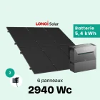 Kit solaire Plug and Play 2940 Wc E2940 LONGI SOLAR avec batterie ANKER 5,4 kWh