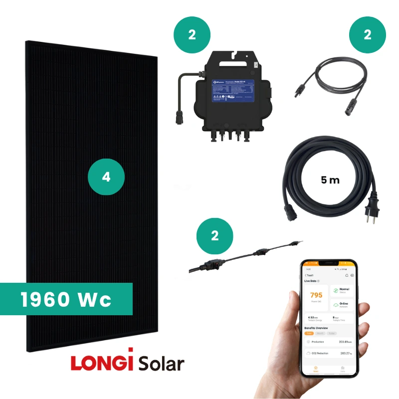 composition kit solaire plug and play 1960 Wc longi